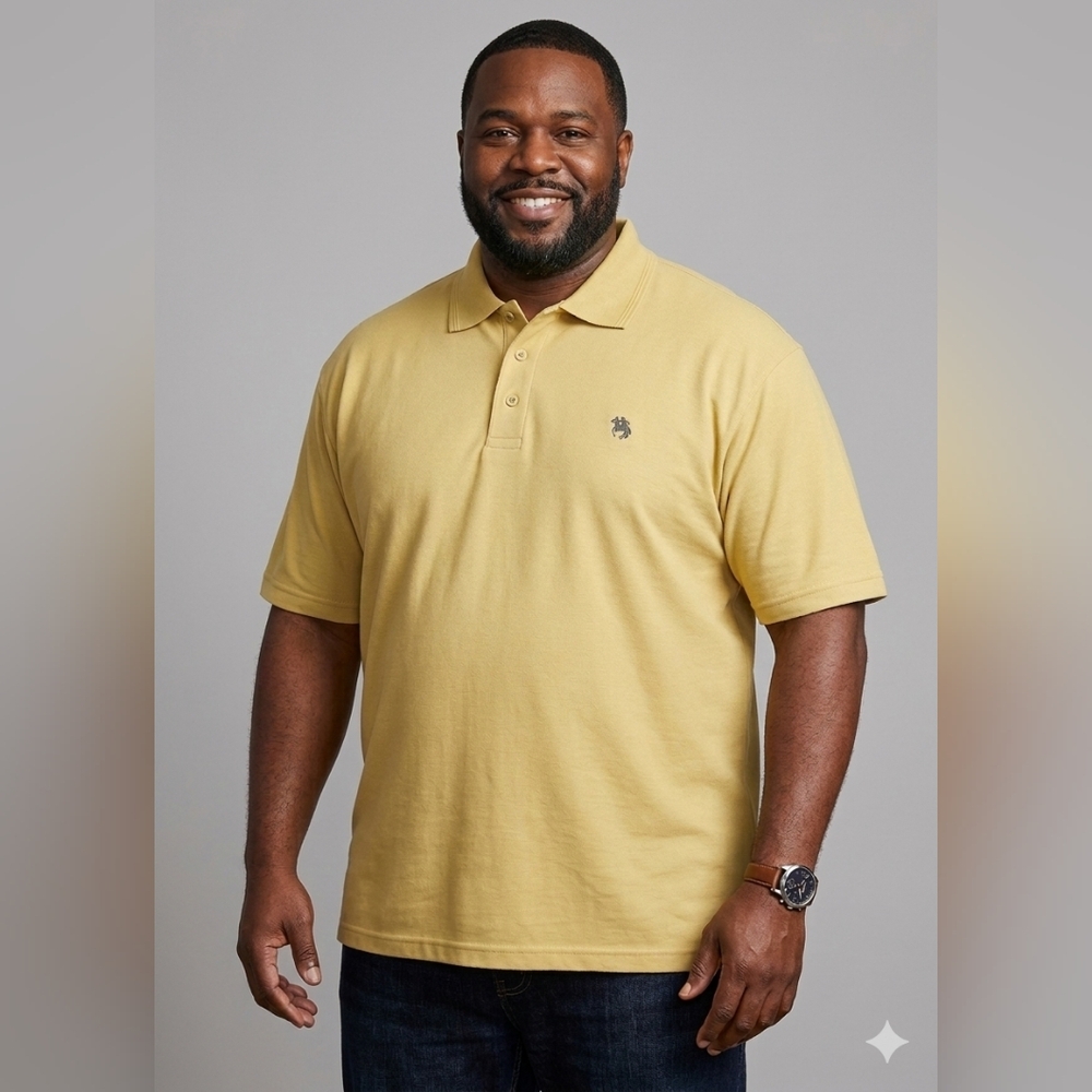 Platoon Men's NWT Mustard Yellow Short Sleeve Polo Shirt Size Large